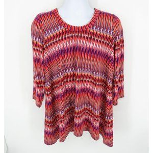 Premise Womens 3/4 Sleeve Zig Zag Shirt Top Multicolor XXL NWOT $68